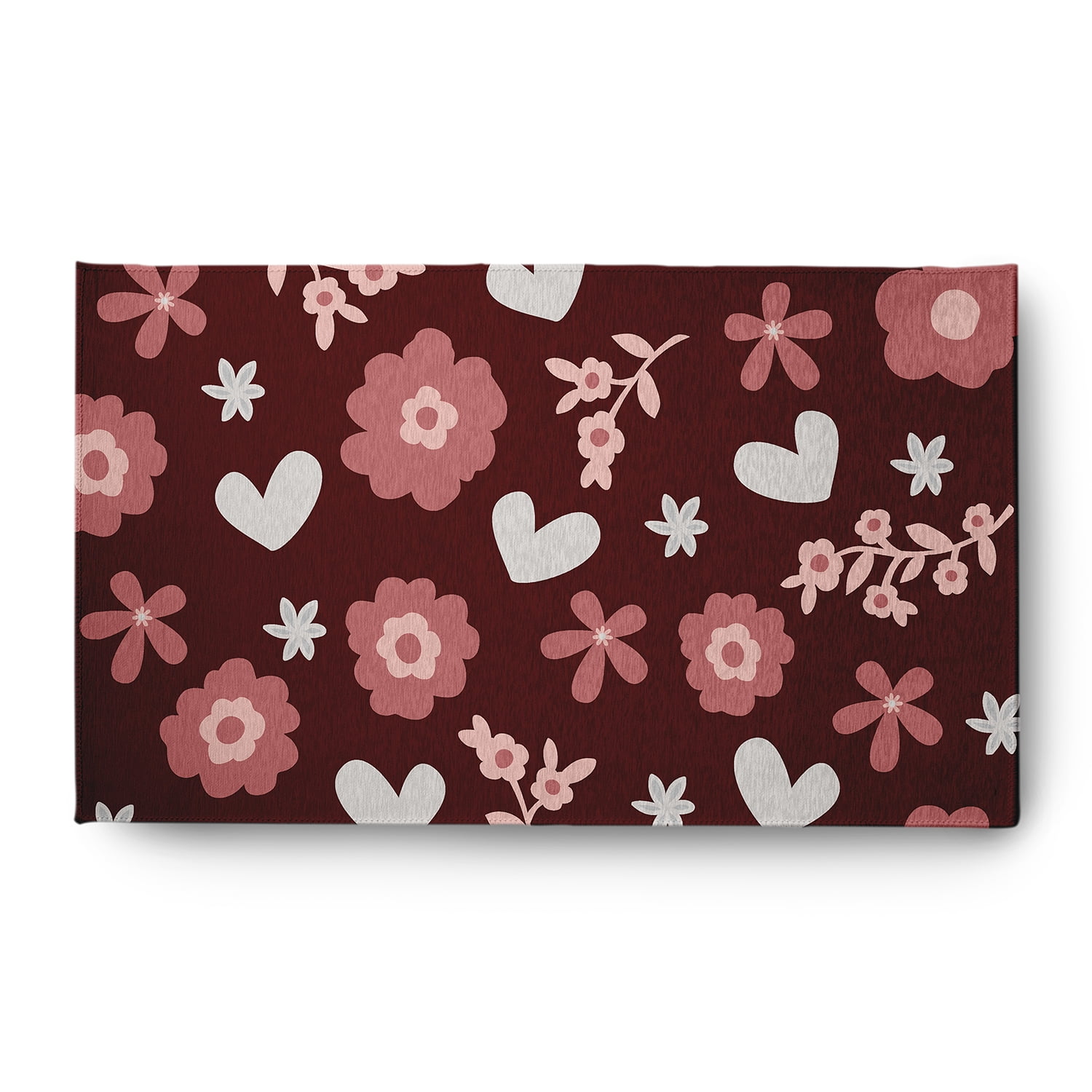 Simply Daisy 3' x 5' Red Flowery Love Valentines Chenille Indoor/Outdoor Rug