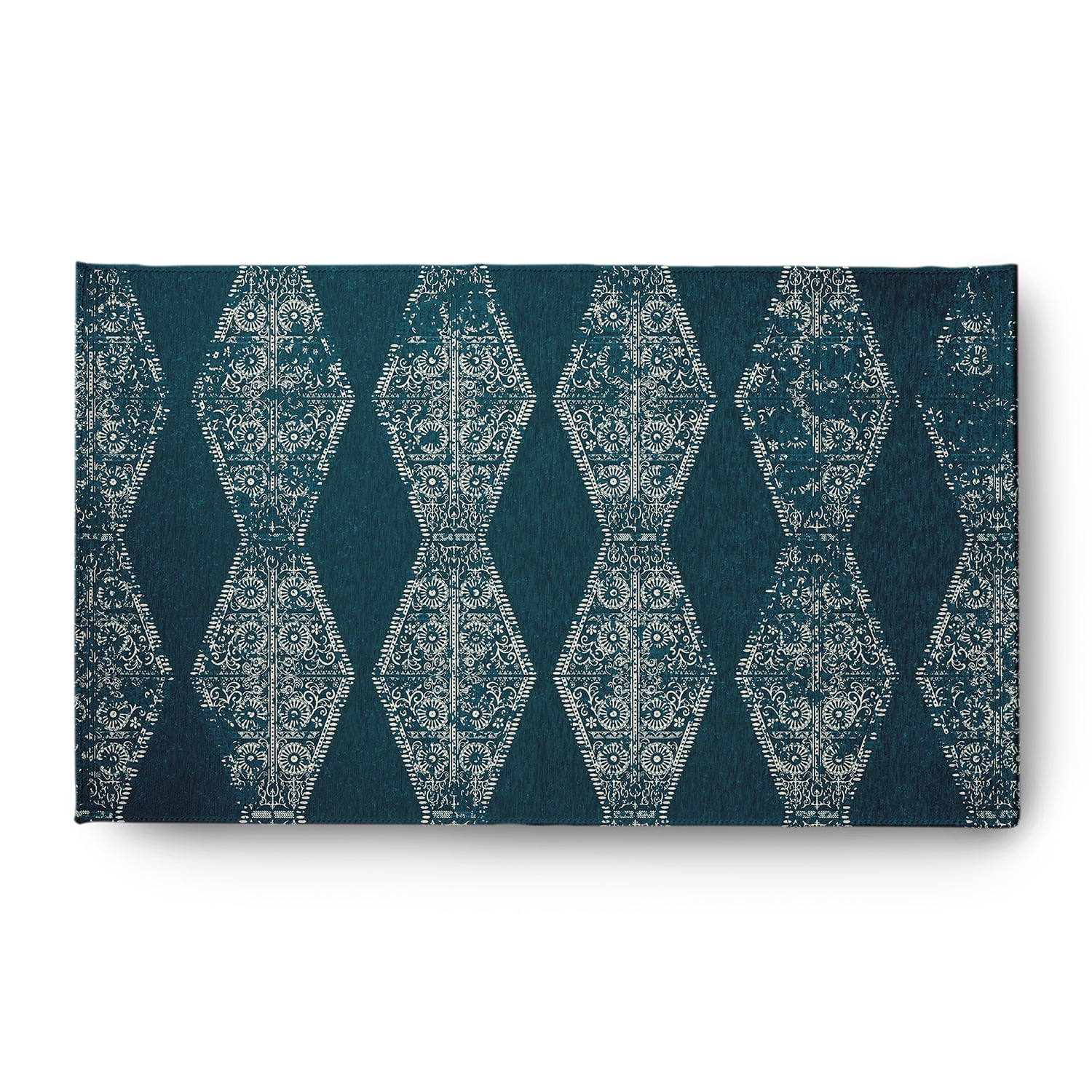 Simply Daisy 3' x 5' Teal Pyramid Stripe Chenille Indoor/Outdoor Rug