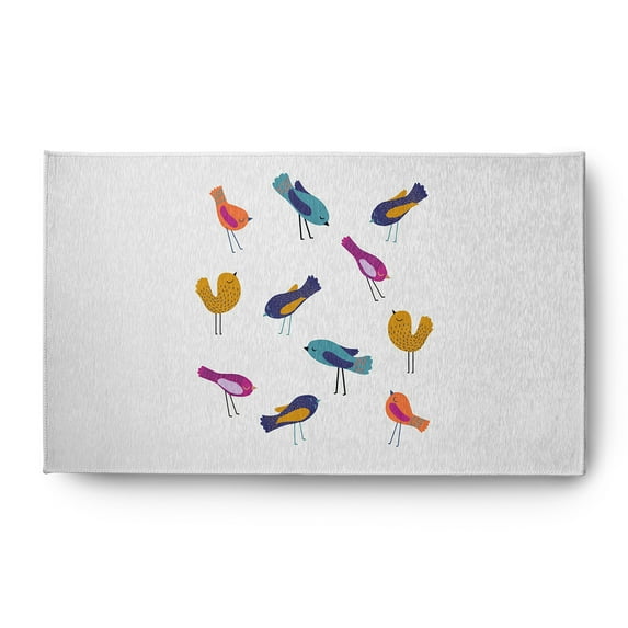 Simply Daisy 3' x 5' Teal Tweets Spring Chenille Indoor/Outdoor Rug