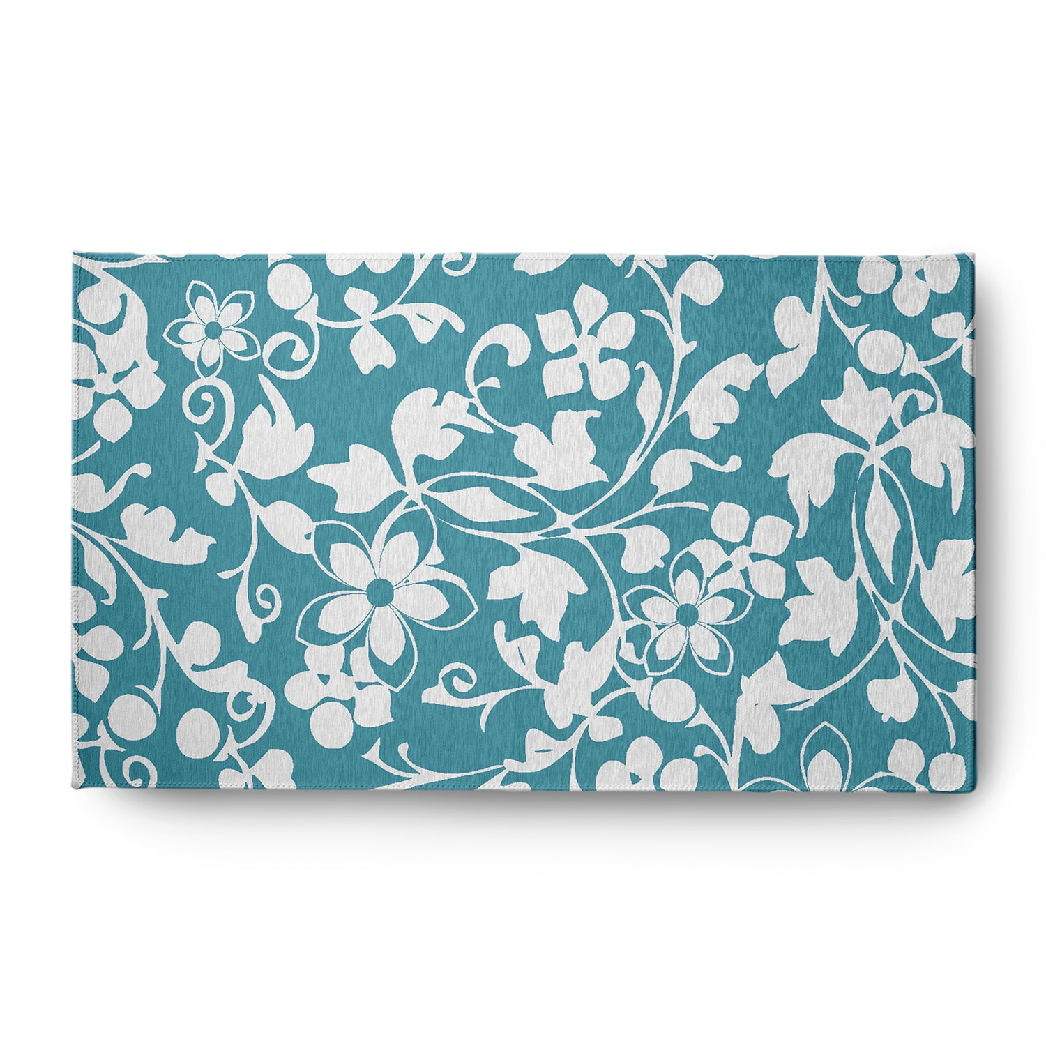 Simply Daisy 3' x 5' Turquoise Evelyn Spring Chenille Indoor/Outdoor Rug
