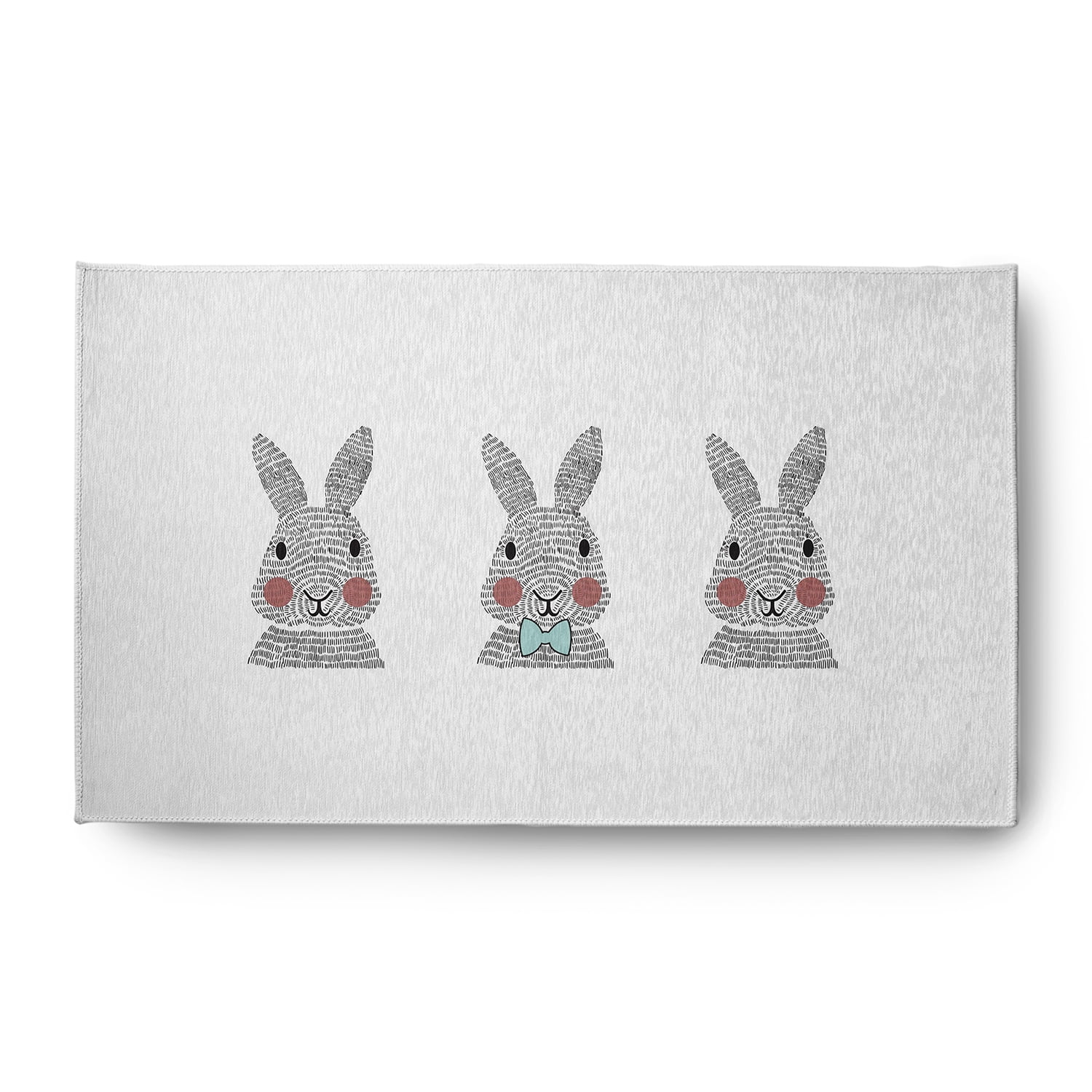 Simply Daisy 3' x 5' Wave Top Blue Bunny Triplets Easter Chenille Indoor/Outdoor Rug