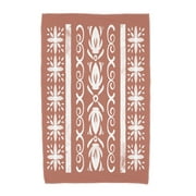 Simply Daisy, 30 x 60 Inch, Cuban Tile 2, Geometric Print Beach Towel, Red Orange