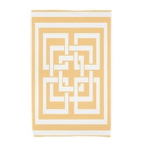 Simply Daisy, 30 x 60 Inch, Greek New Key, Geometric Print Beach Towel, Yellow