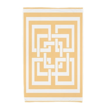 Simply Daisy, 30 x 60 Inch, Greek New Key, Geometric Print Beach Towel, Yellow