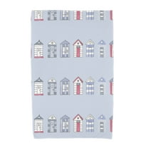 Simply Daisy, 30 x 60 Inch, Multi Beach Hut, Stripe Print Beach Towel, Blue