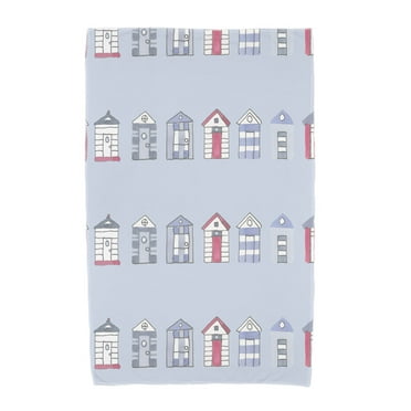 Simply Daisy, 30 x 60 Inch, Multi Beach Hut, Stripe Print Beach Towel, Blue