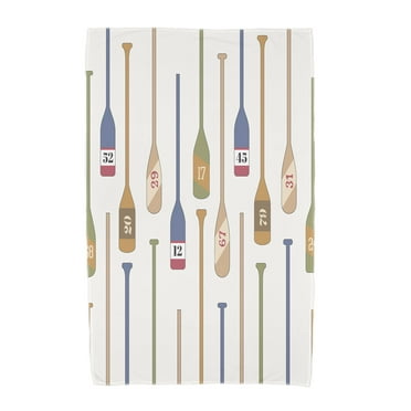 Simply Daisy, 30 x 60 Inch, Oar Numbers, Geometric Print Beach Towel, Ivory