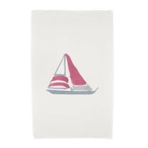 Simply Daisy, 30 x 60 Inch, Sail Away, Geometric Print Beach Towel, Ivory