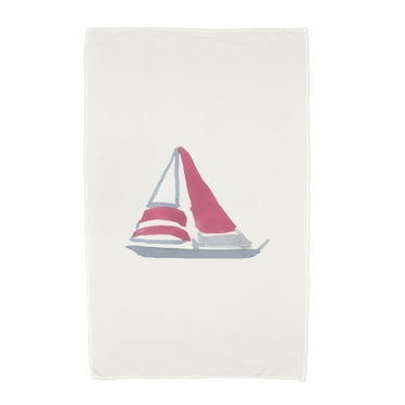 Simply Daisy, 30 x 60 Inch, Sail Away, Geometric Print Beach Towel, Ivory