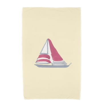 Simply Daisy, 30 x 60 Inch, Sail Away, Geometric Print Beach Towel, Yellow