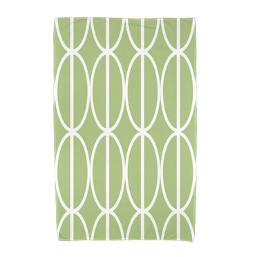 Simply Daisy, 30 x 60 inch, Ovals Go 'Round Geometric Print Beach Towel, Green