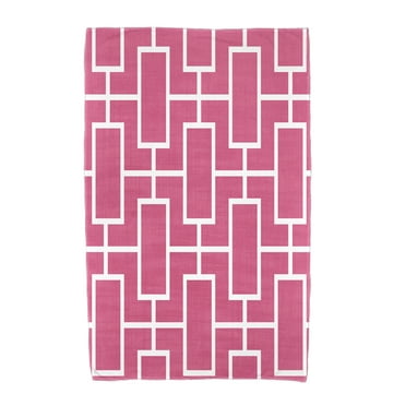 Simply Daisy, 30 x 60 inch, Screen Lattice Geometric Print Beach Towel, Pink/Fushcia