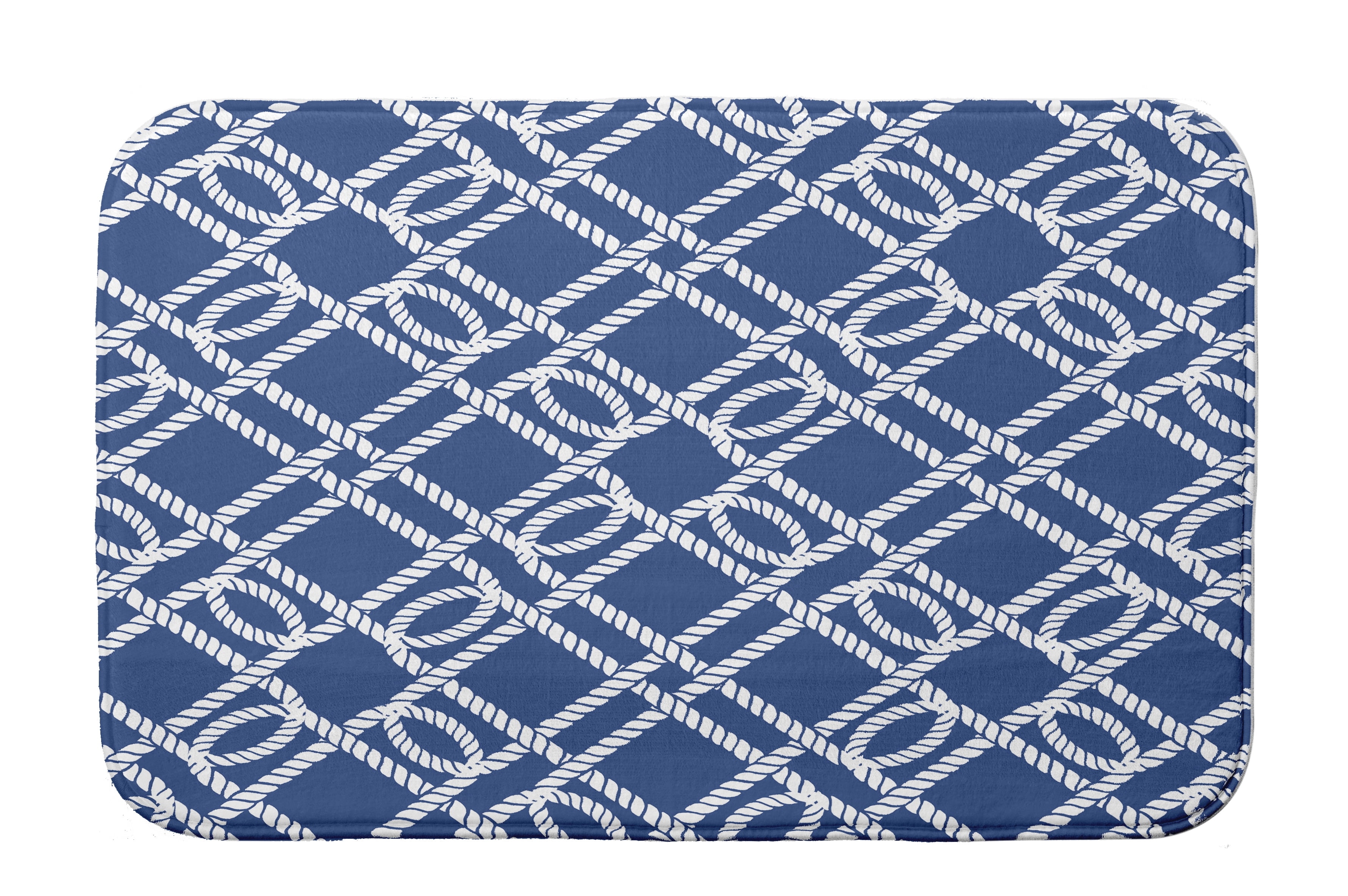 Simply Daisy 34" x 21" Plush Microfiber Blue Know the Ropes Bath Mat