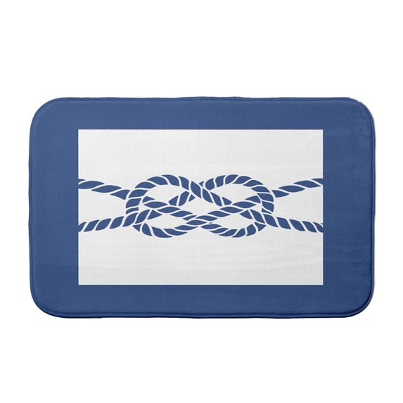 Simply Daisy 34" x 21" Plush Microfiber Blue Nautical Knot Bath Mat
