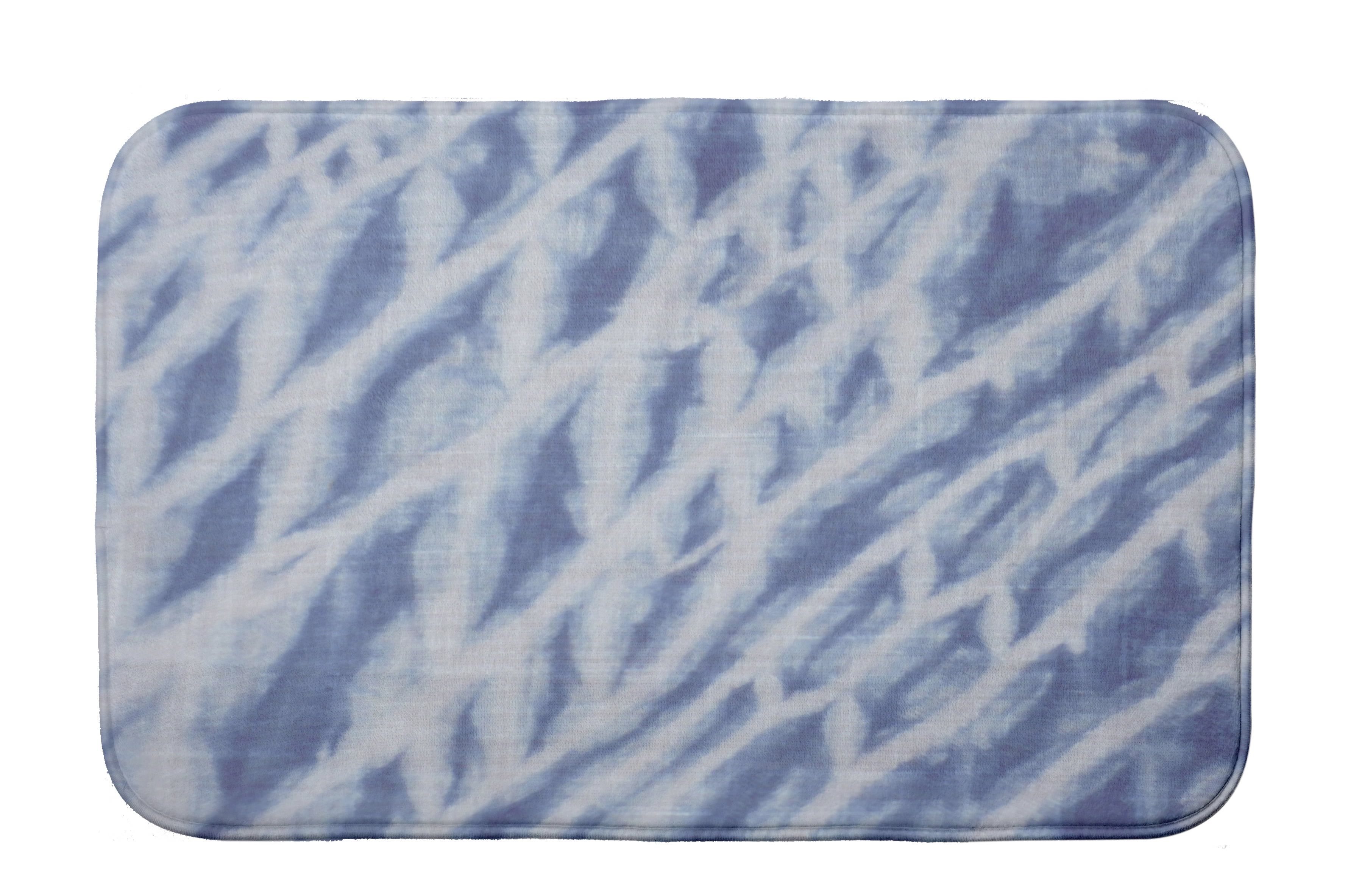 Simply Daisy 34" x 21" Plush Microfiber Blue Shibori Stripe Bath Mat