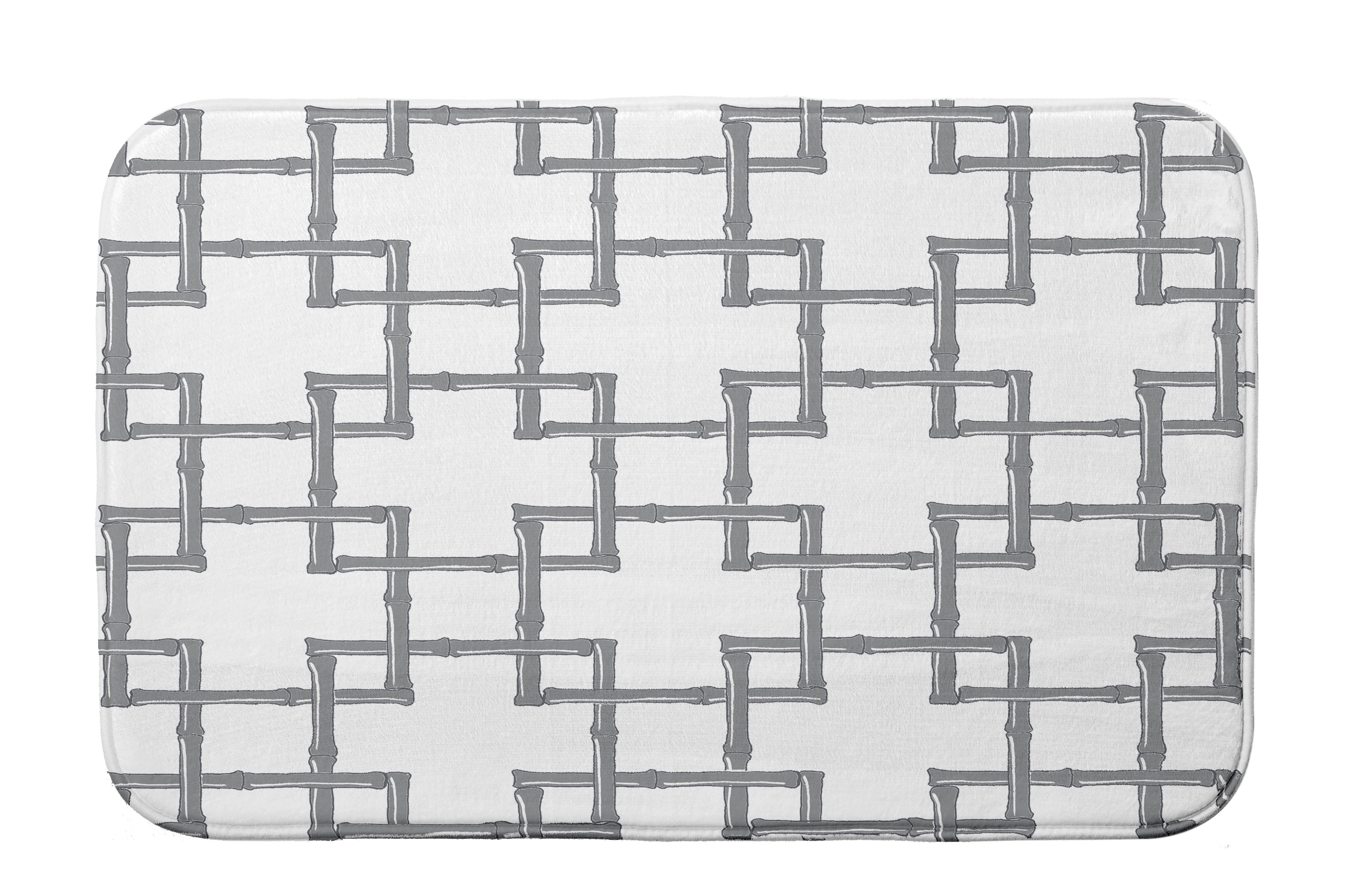 Simply Daisy 34" x 21" Plush Microfiber Grey Bamboo Bath Mat