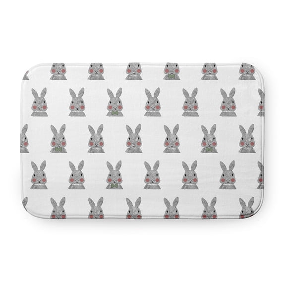 Simply Daisy 34" x 21" Plush Microfiber Laurel Tree Green Bunny Fluffle Easter Bath Mat