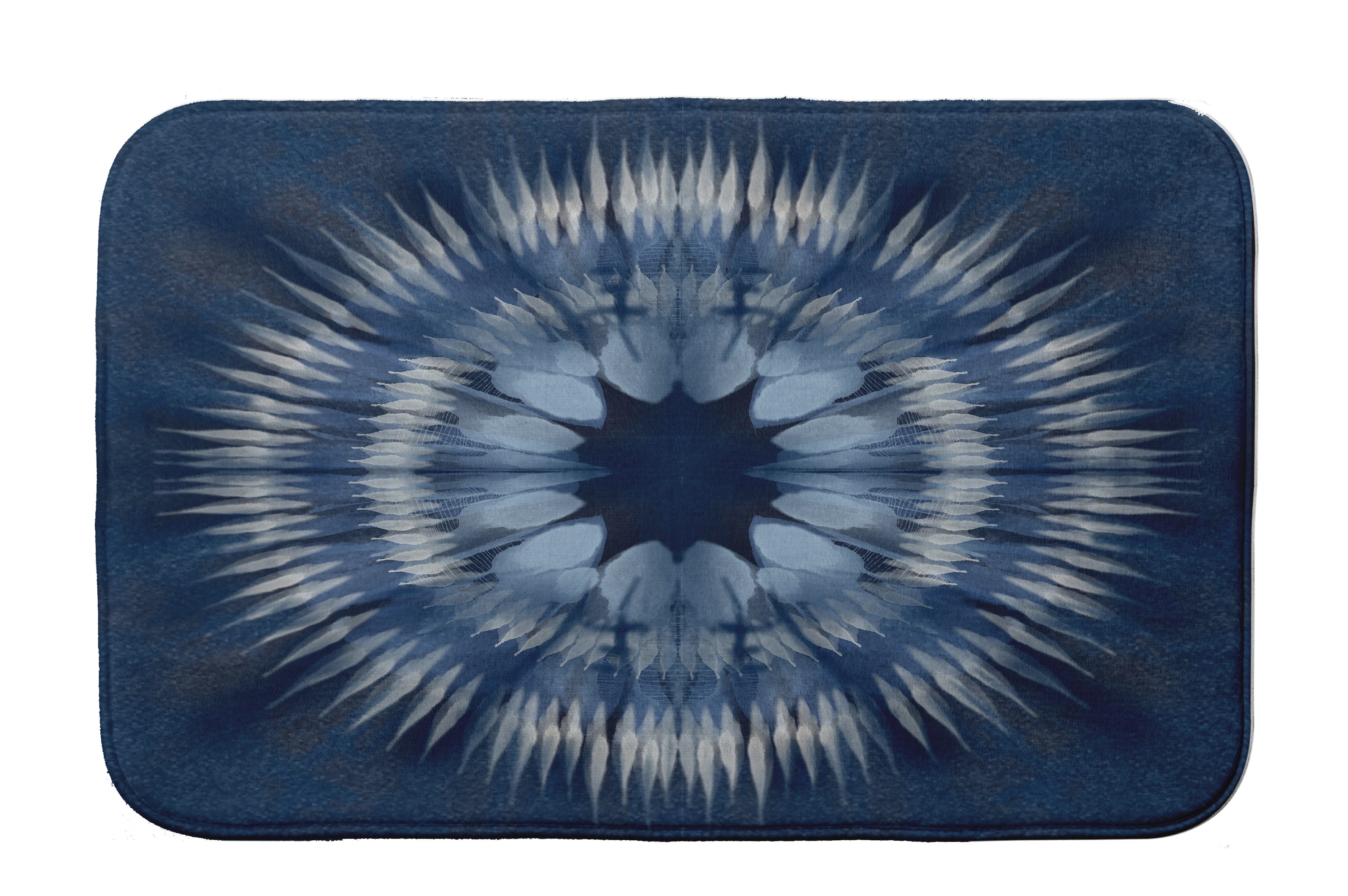 Simply Daisy 34" x 21" Plush Microfiber Navy Shibori Burst Bath Mat