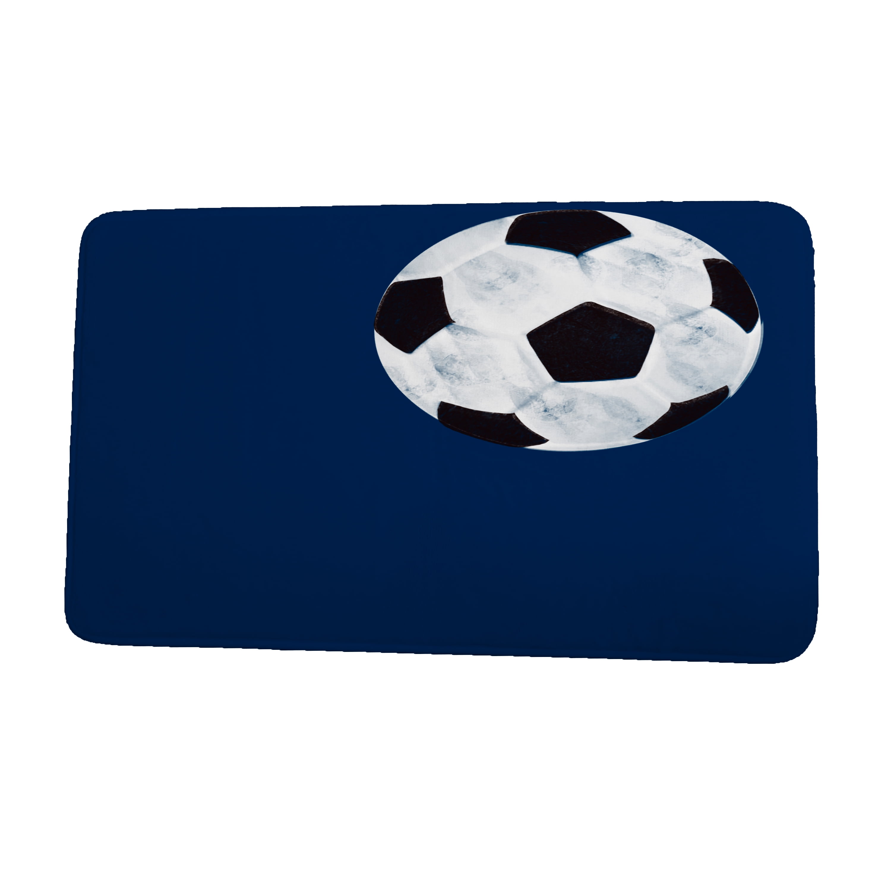 Simply Daisy 34" x 21" Plush Microfiber Navy Soccer Ball Bath Mat