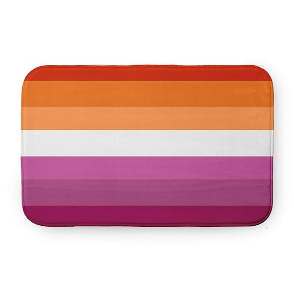 Simply Daisy 34" x 21" Plush Microfiber Orange/White/Pink Striped Bath Mat