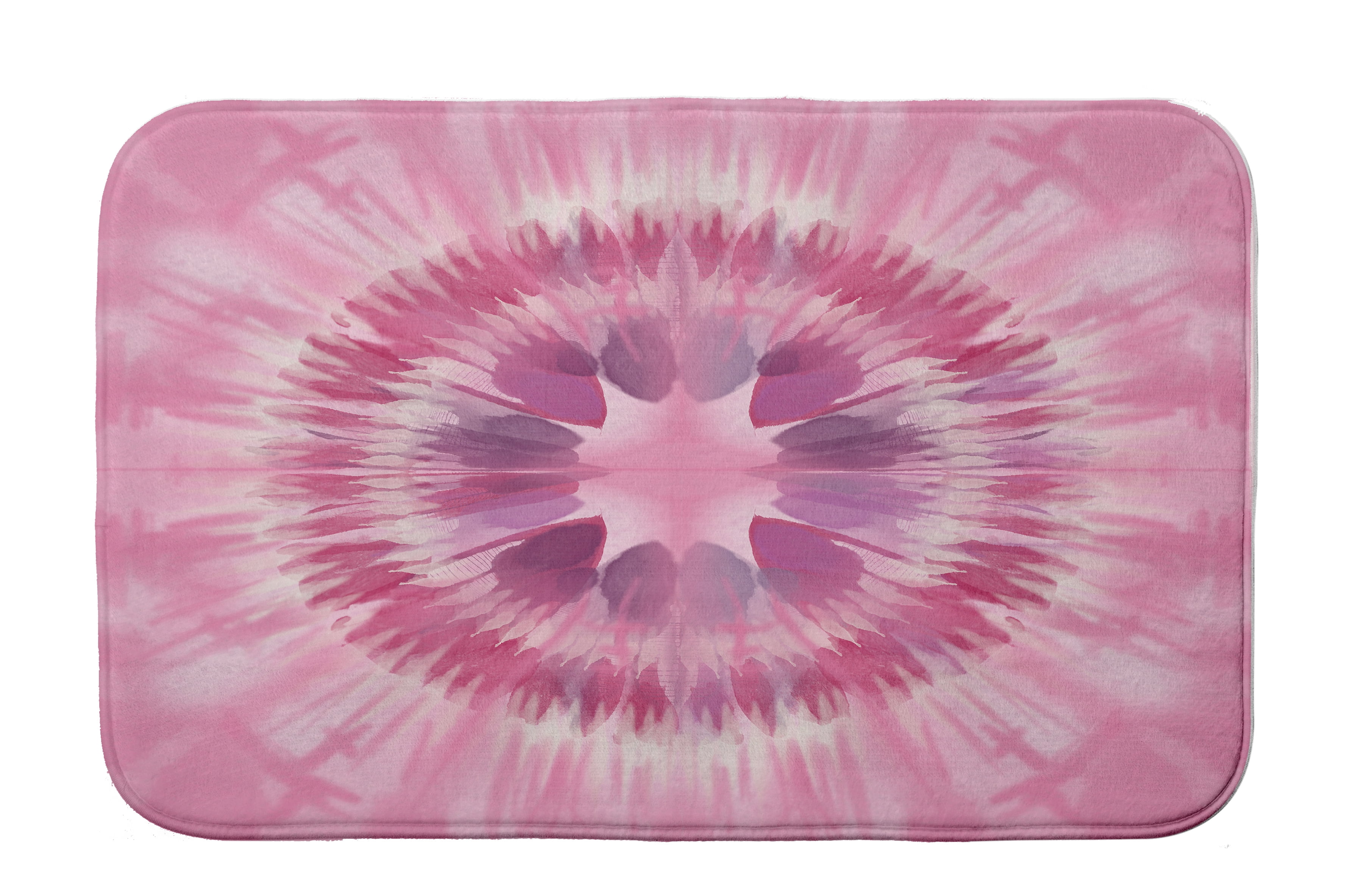 Simply Daisy 34" x 21" Plush Microfiber Pink Shibori Burst Bath Mat