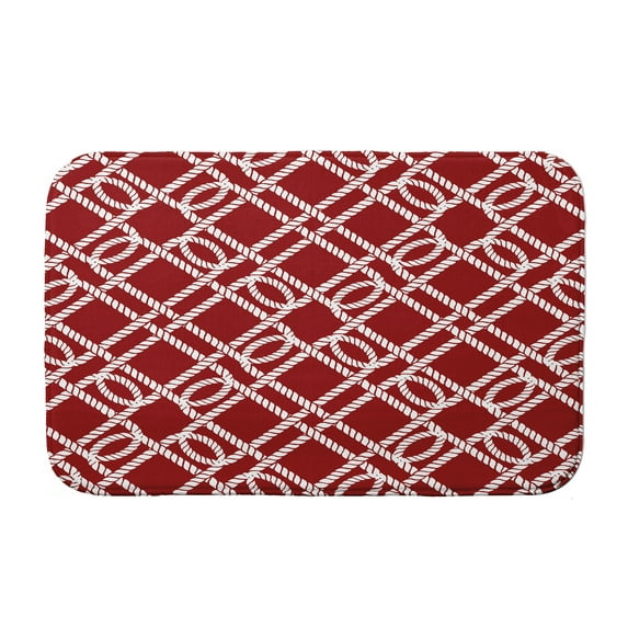 Simply Daisy 34" x 21" Plush Microfiber Red Know the Ropes Bath Mat