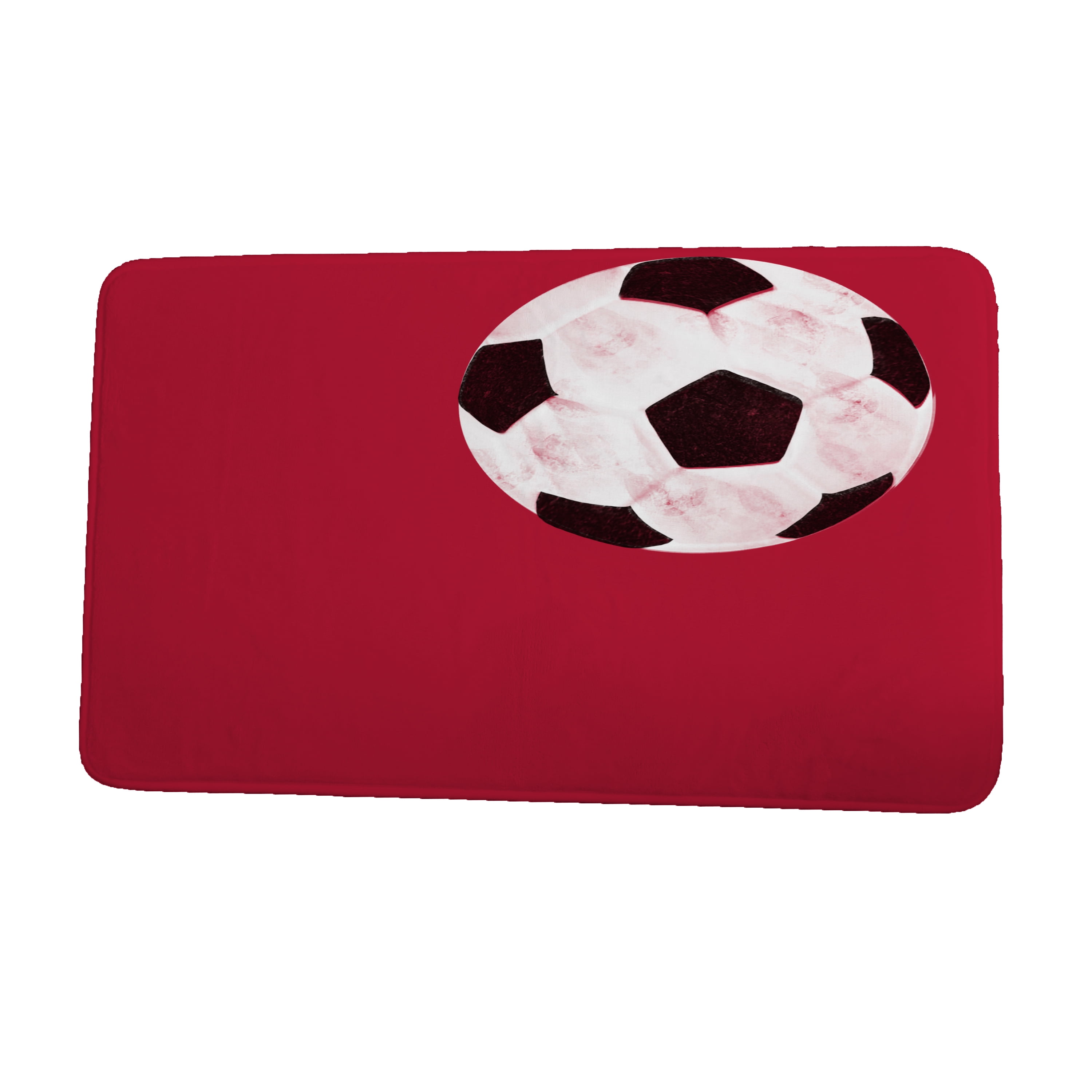 Simply Daisy 34" x 21" Plush Microfiber Red Soccer Ball Bath Mat