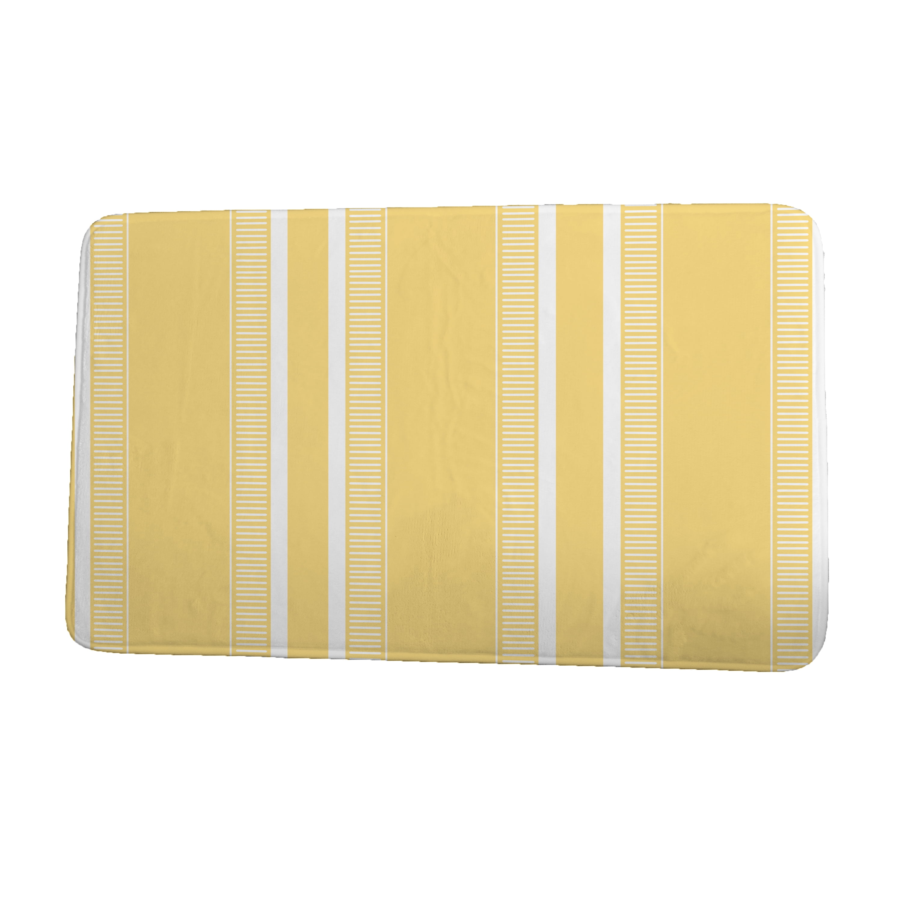 Simply Daisy 34" x 21" Plush Microfiber Yellow Dashing Stripe Bath Mat