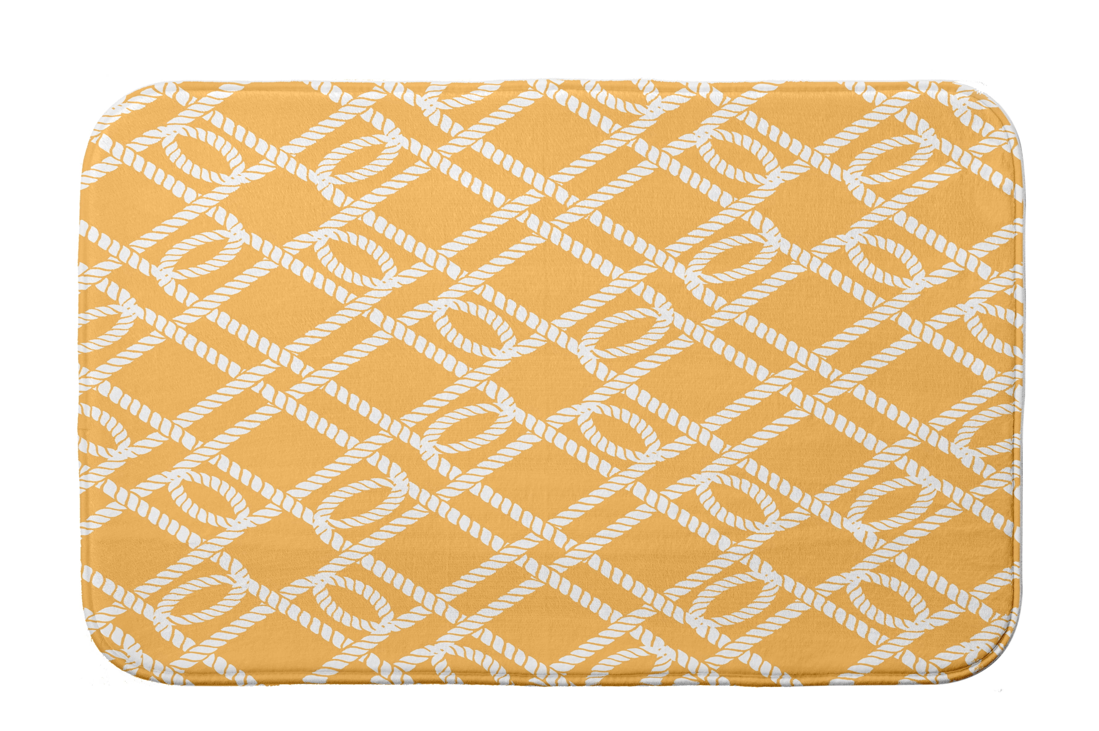 Simply Daisy 34" x 21" Plush Microfiber Yellow Know the Ropes Bath Mat