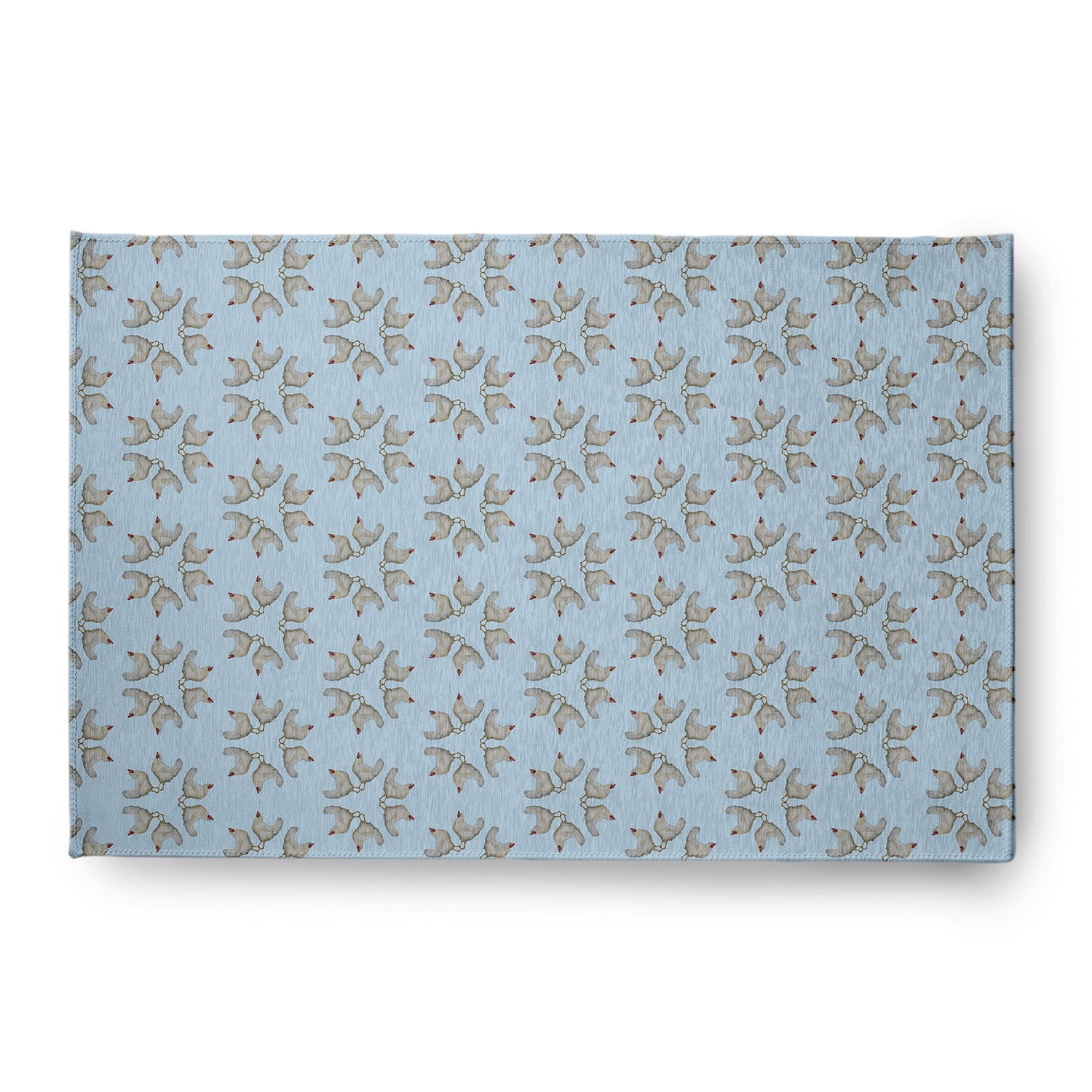 Simply Daisy 4' x 6' After Rain Blue Chickens-go-round Easter Chenille Indoor/Outdoor Rug