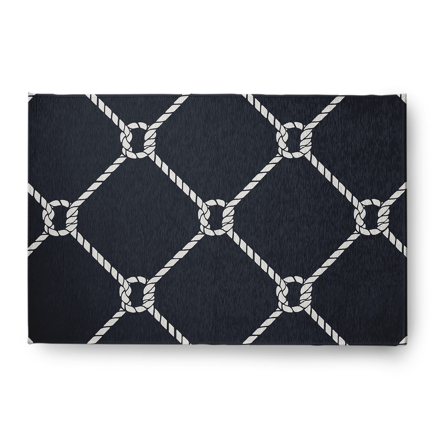 Simply Daisy 4' x 6' Ahoy! Nautical Chenille Rug, Shark Blue