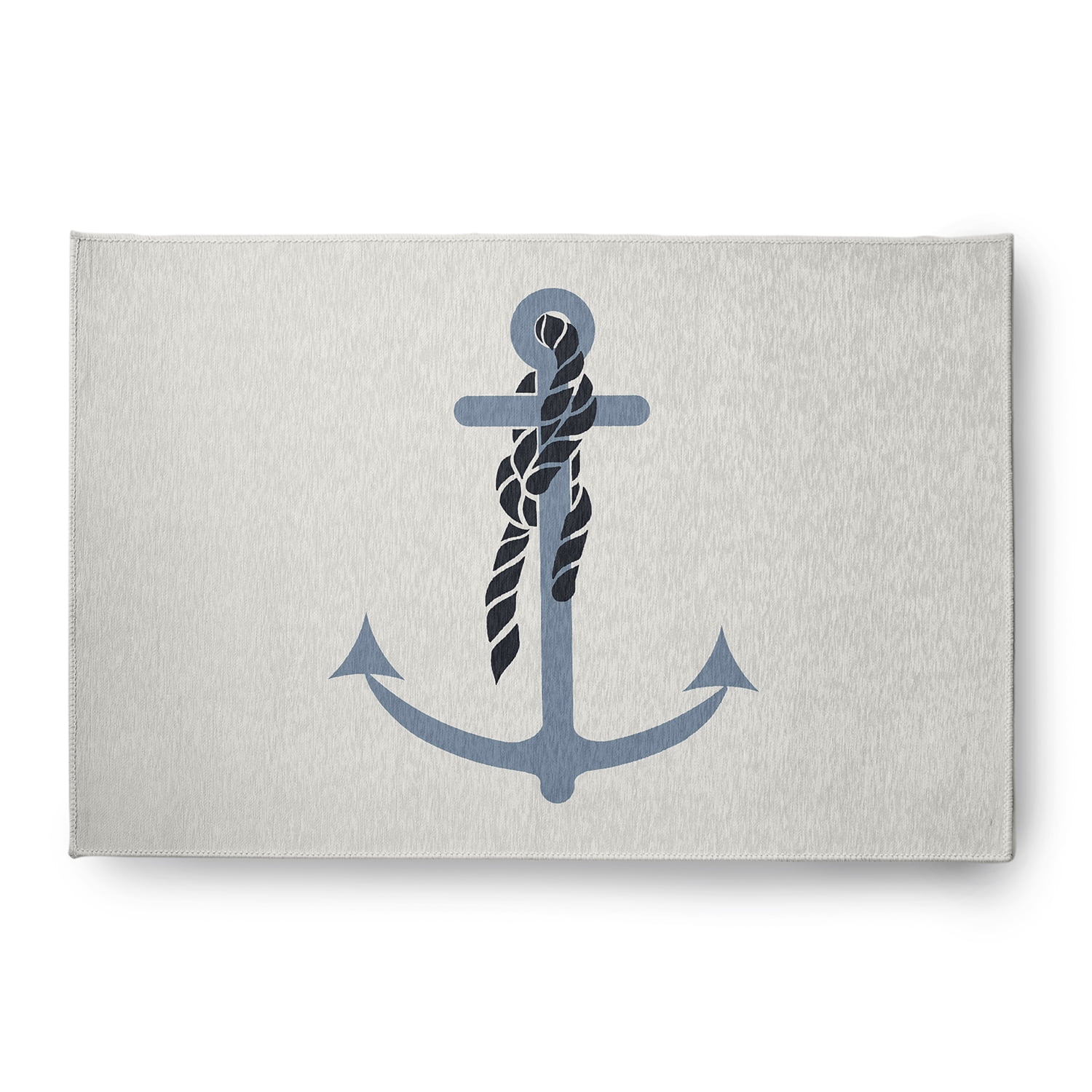 Simply Daisy 4' x 6' Anchor and Rope Nautical Chenille Rug, Dusty Smoke