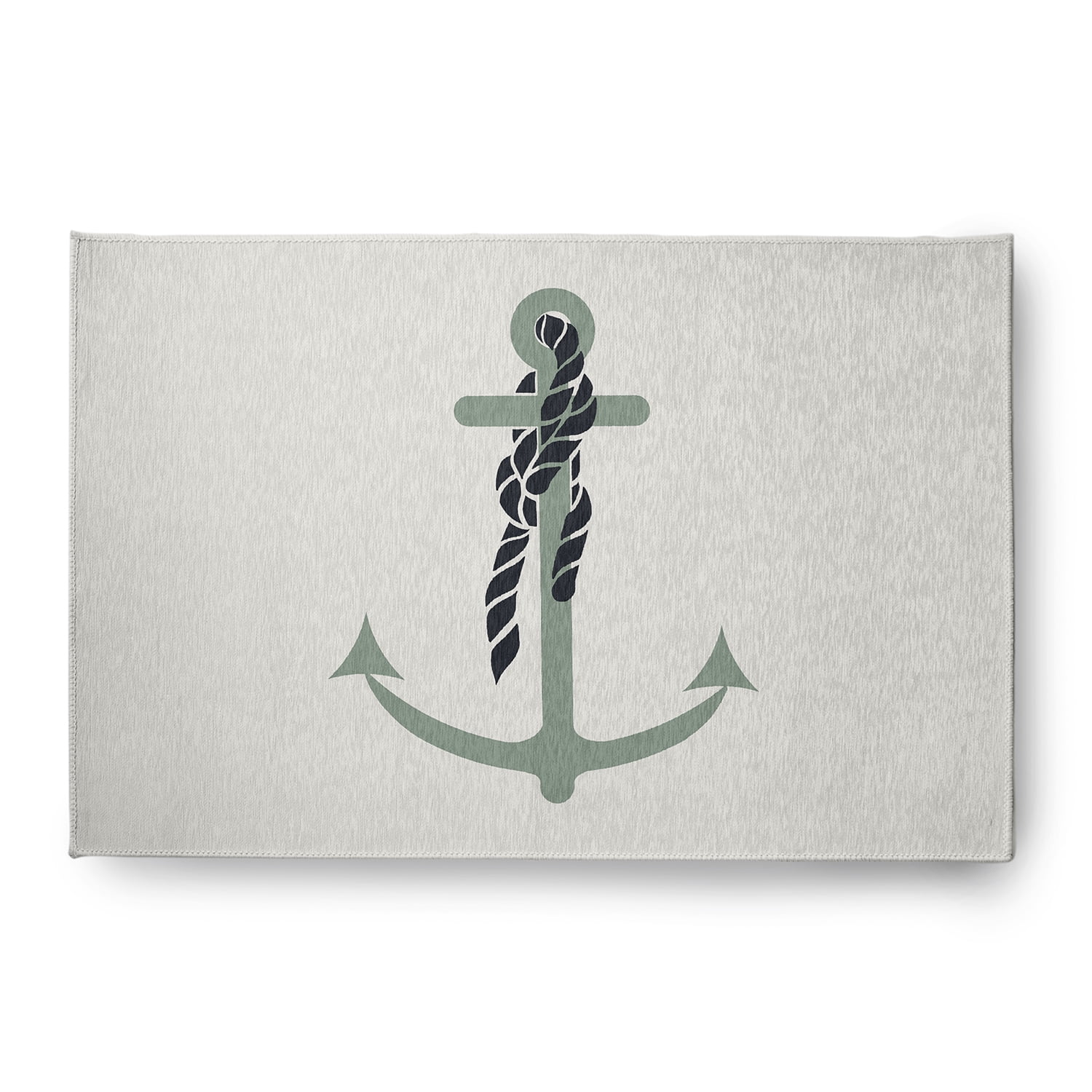 Simply Daisy 4' x 6' Anchor and Rope Nautical Chenille Rug, Sage