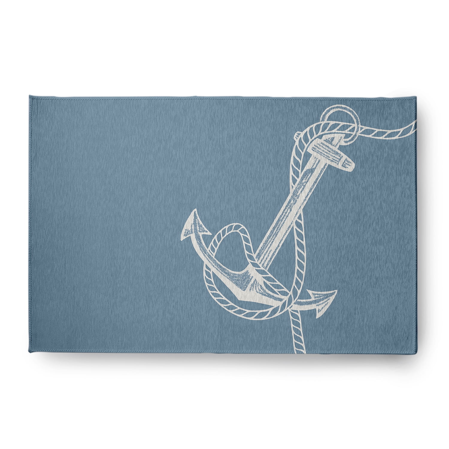 Simply Daisy 4' x 6' Anchored Nautical Chenille Rug, Dusty Smoke
