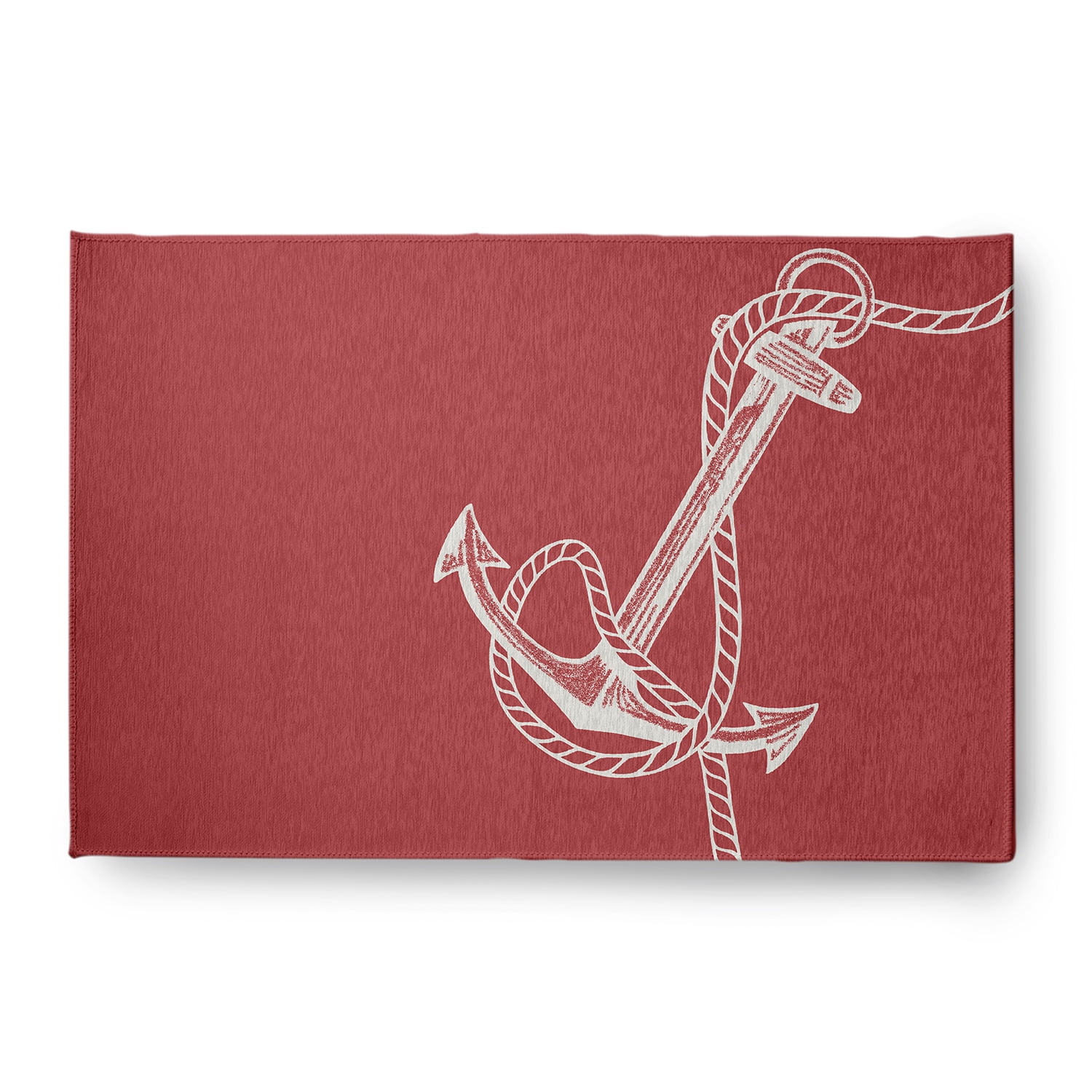 Simply Daisy 4' x 6' Anchored Nautical Chenille Rug, Ligonberry Red
