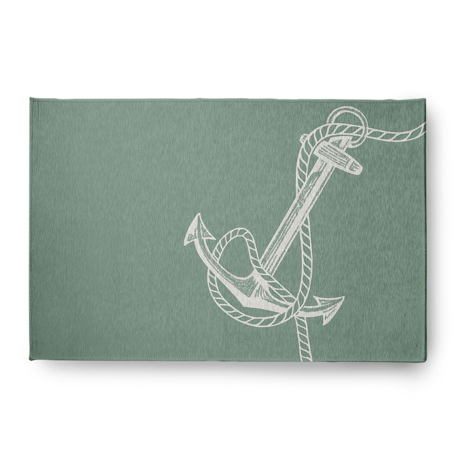 Simply Daisy 4' x 6' Anchored Nautical Chenille Rug, Sage