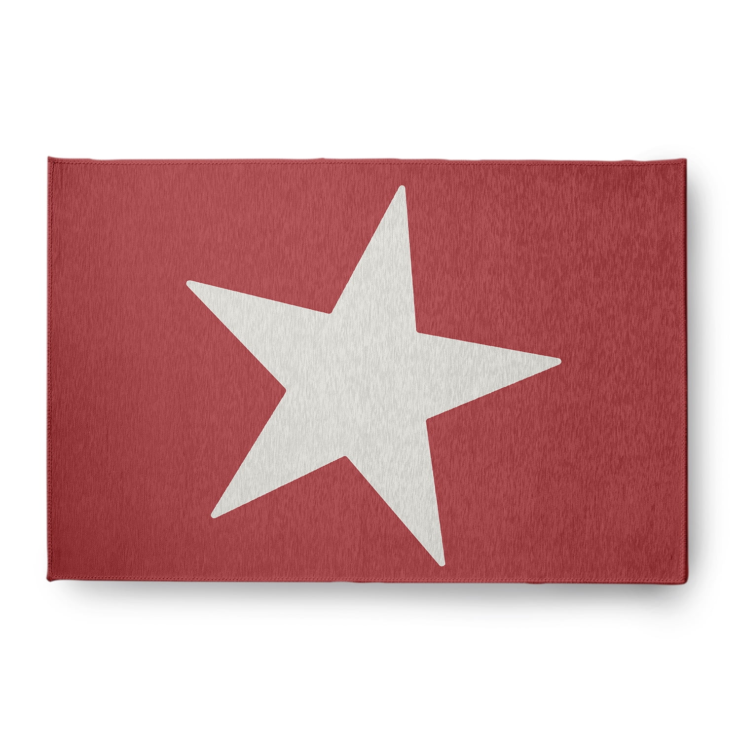 Simply Daisy 4' x 6' Big Star Chenille Rug, Ligonberry Red and White