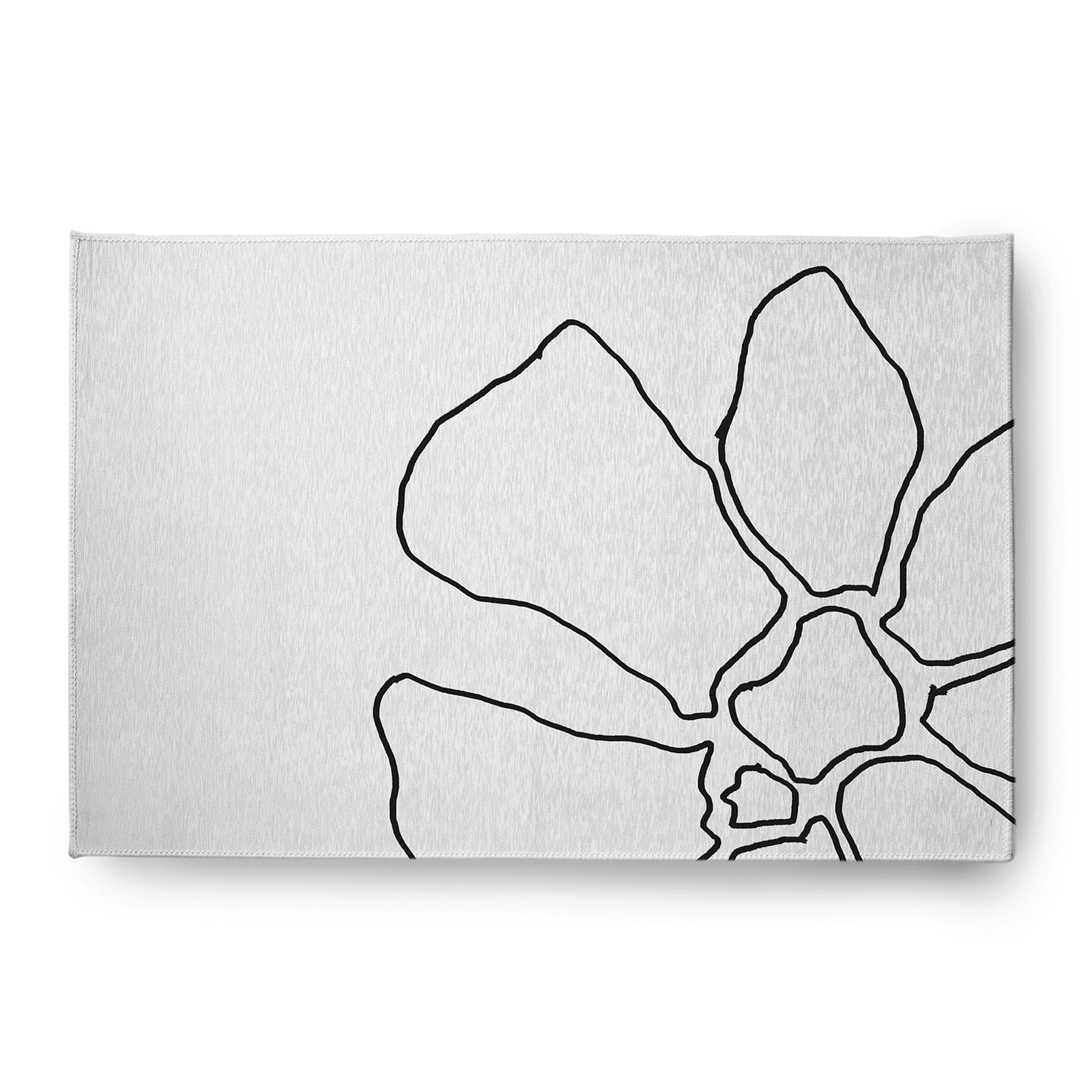 Simply Daisy 4' x 6' Black/White Petal Lines Spring Chenille Indoor/Outdoor Rug