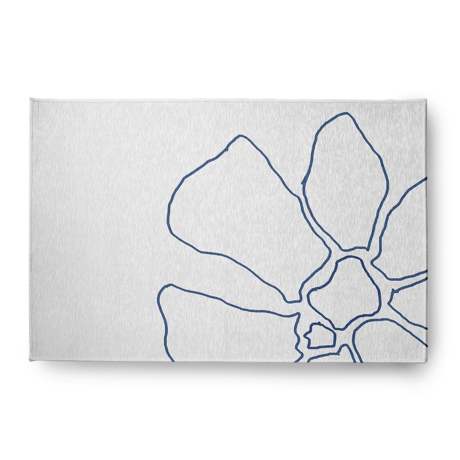 Simply Daisy 4' x 6' Blue/White Petal Lines Spring Chenille Indoor/Outdoor Rug