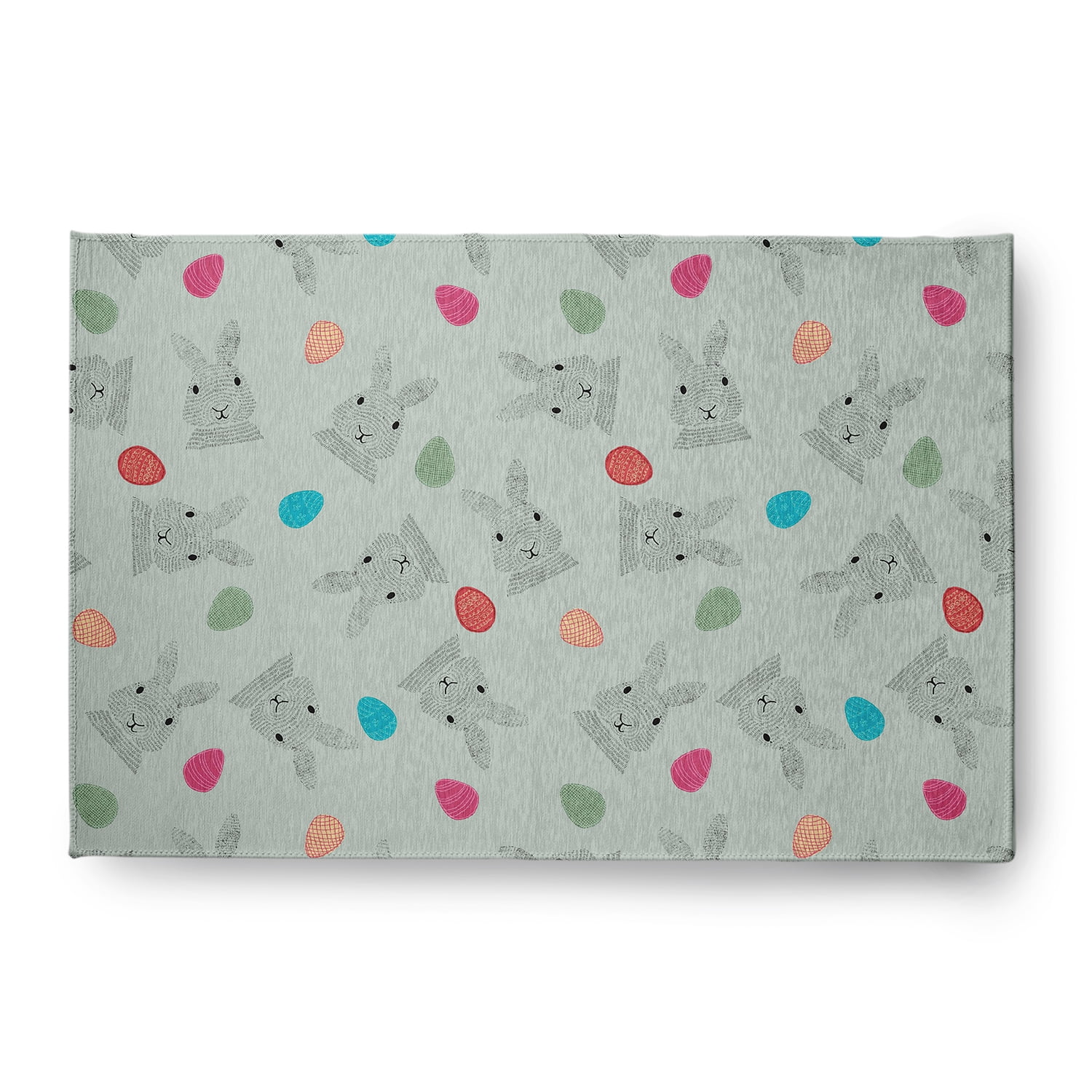 Simply Daisy 4' x 6' Breezeway Green Bunnies and Eggs Easter Chenille Indoor/Outdoor Rug