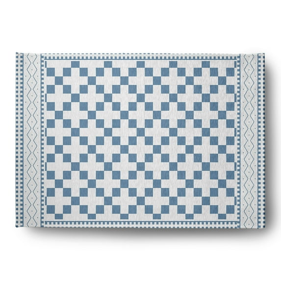 Simply Daisy 4' x 6' Chambray Cross and Squares Indoor/outdoor Rug