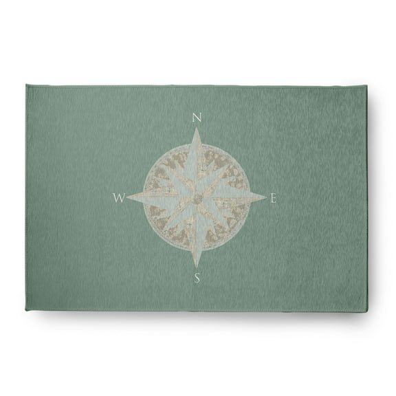Simply Daisy 4' x 6' Compass Nautical Chenille Rug, Sage