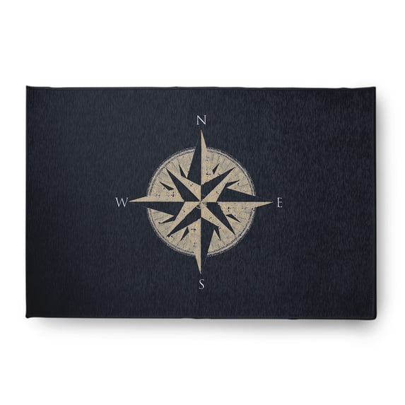 Simply Daisy 4' x 6' Compass Nautical Chenille Rug, Shark Blue