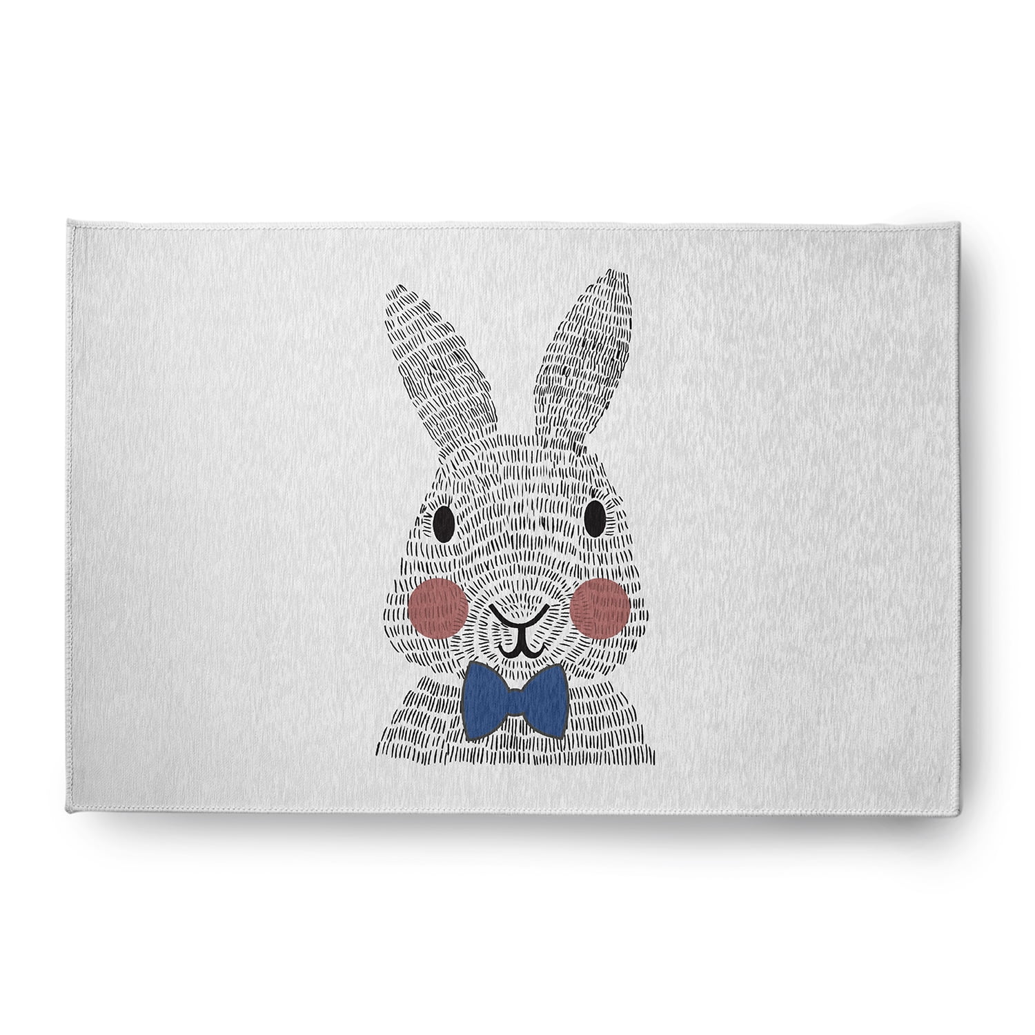 Simply Daisy 4' x 6' Dark Cobalt Blue Bow-tie Bunny Easter Chenille Indoor/Outdoor Rug