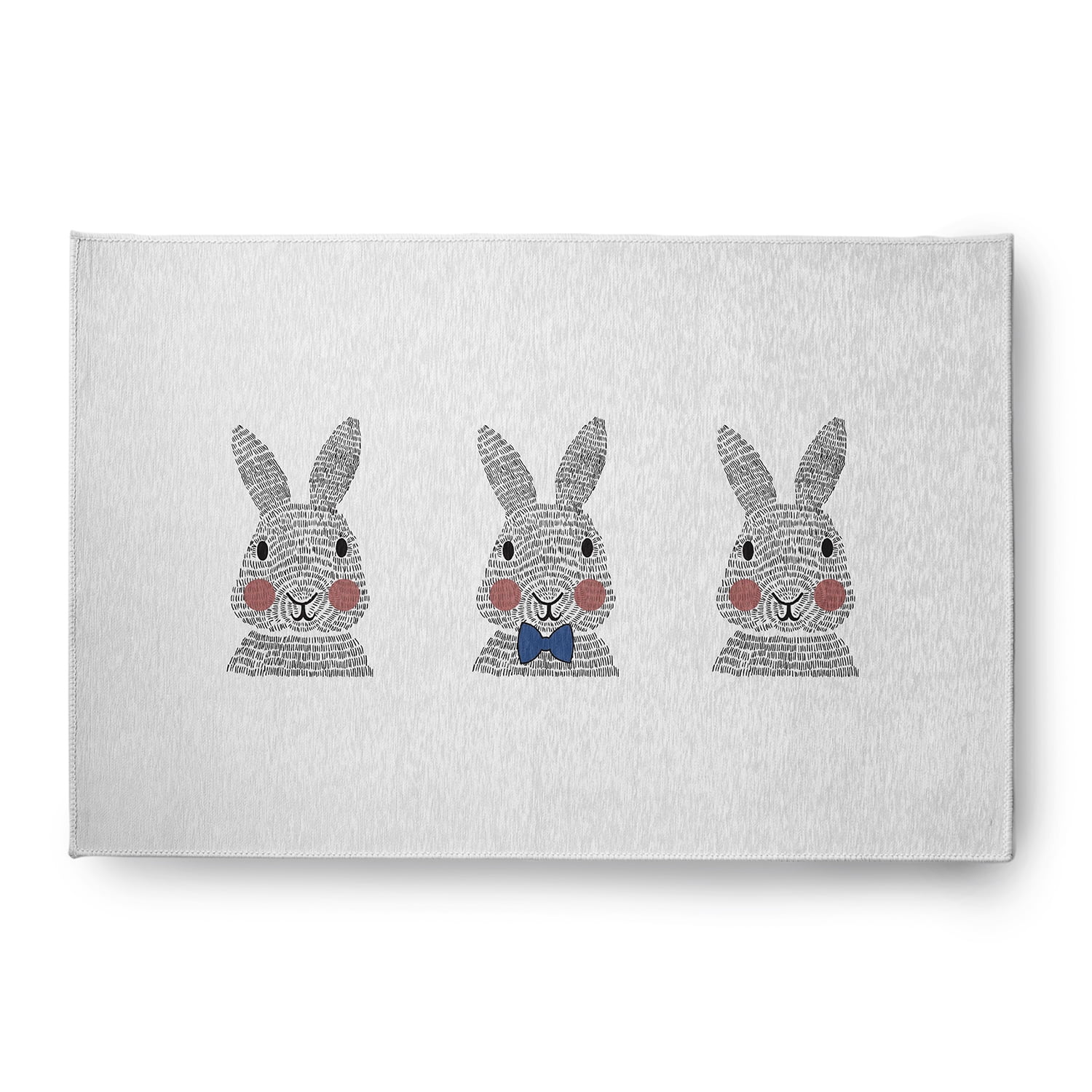 Simply Daisy 4' x 6' Dark Cobalt Blue Bunny Triplets Easter Chenille Indoor/Outdoor Rug