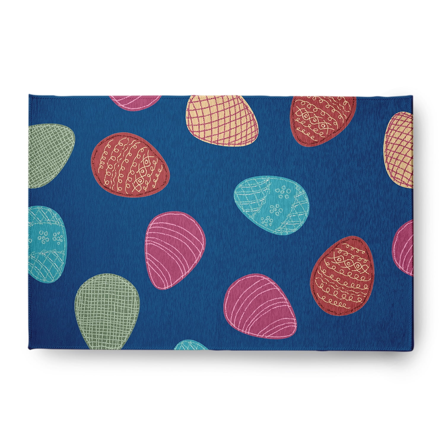 Simply Daisy 4' x 6' Dark Cobalt Blue Egg Hunt Easter Chenille Indoor/Outdoor Rug