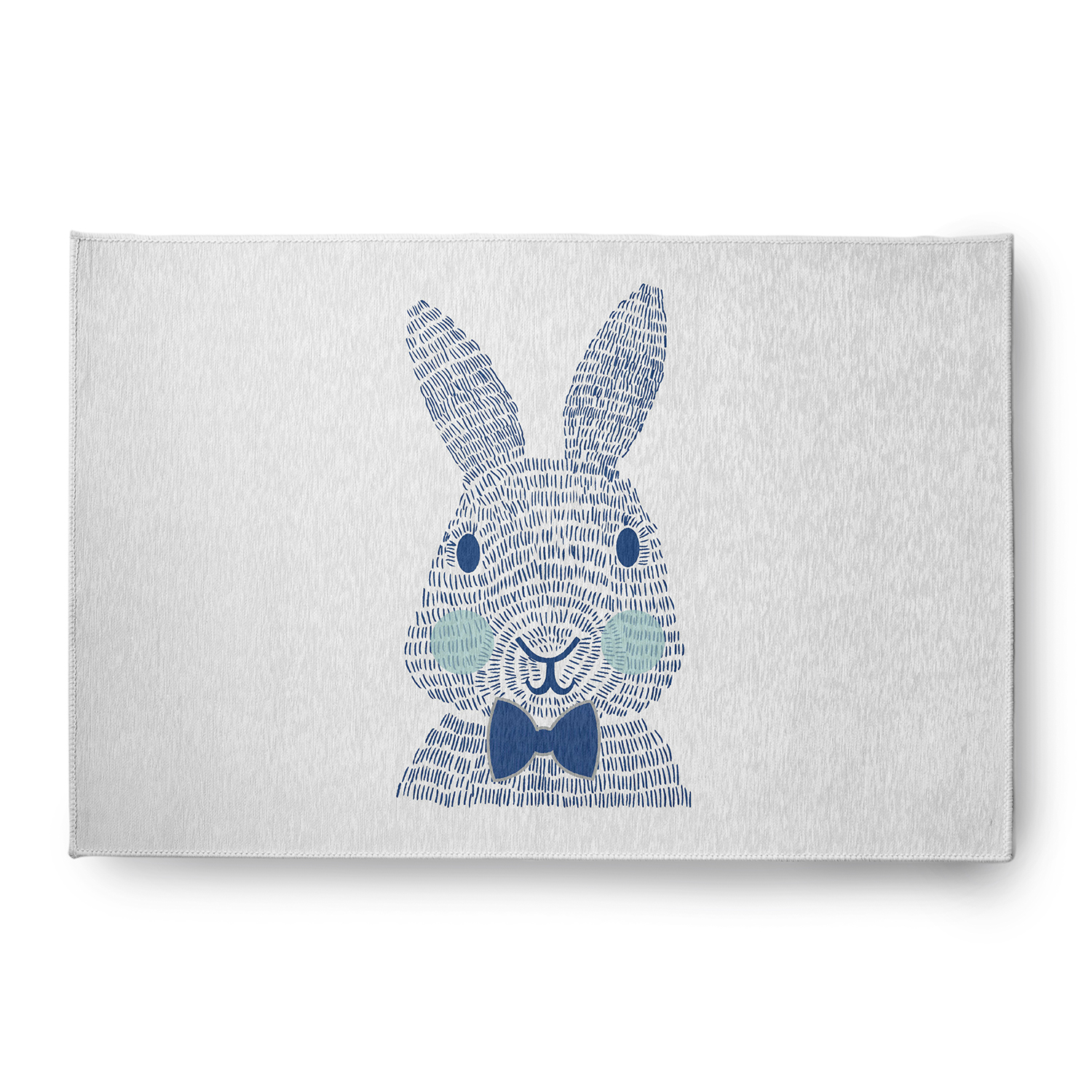 Simply Daisy 4' x 6' Dark Cobalt Blue Monochrome Bunny Easter Chenille Indoor/Outdoor Rug