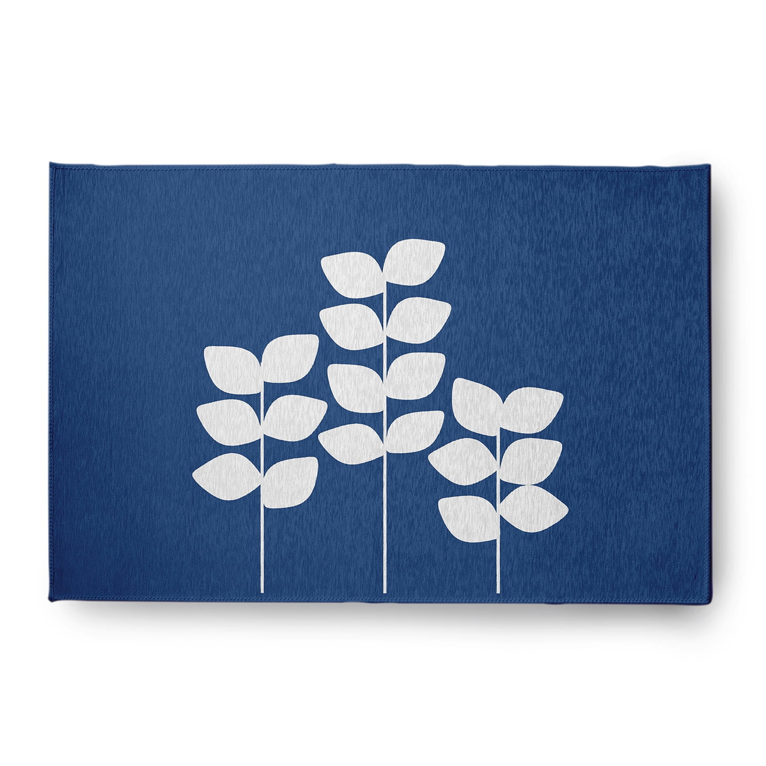 Simply Daisy 4' x 6' Dark Cobalt Blue Simple Stems Spring Chenille Indoor/Outdoor Rug