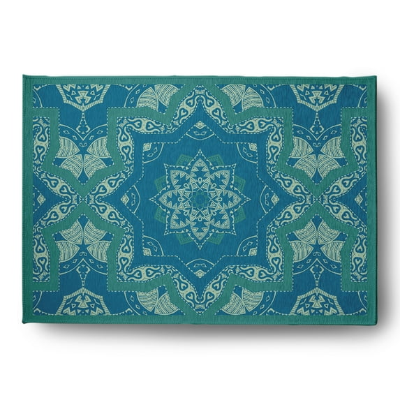 Simply Daisy 4' x 6' Desert Turquoise Shawl Indoor/outdoor Rug