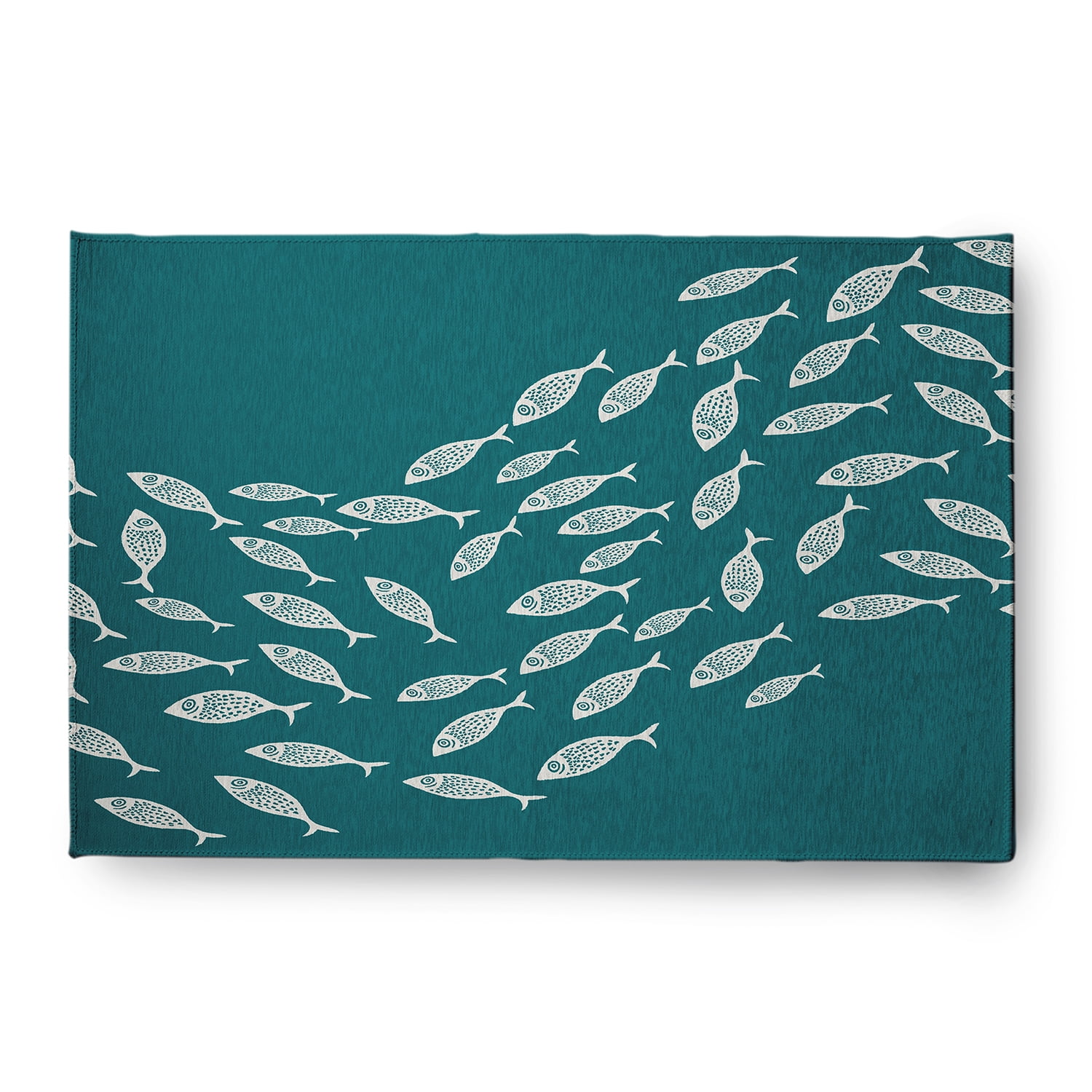 Simply Daisy 4' x 6' Escuela Nautical Chenille Rug, Ocean Teal